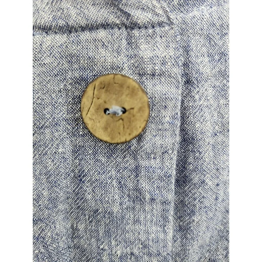 Zara Woman Sz Med  Soft Blue Chambray Fabric Tied Sleeves Casual Sophisticated - Picture 4 of 8